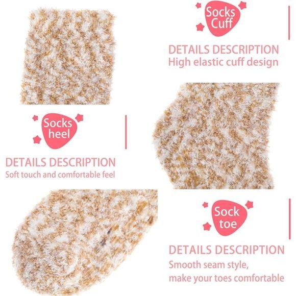 Non Slip Fuzzy Grip Socks Hospital Slipper With Grippers Winter Anti Skid Socks - Picture 5 of 6